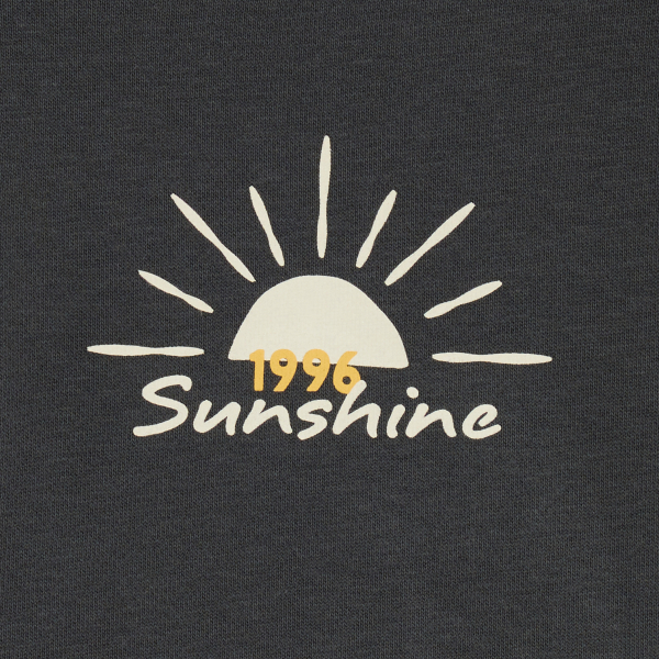 سويت شيرت رمادي غامق للأولاد بغطاء للرأس بنقشة من الأمام والظهر